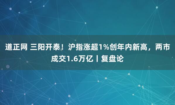 道正网 三阳开泰！沪指涨超1%创年内新高，两市成交1.6万亿丨复盘论