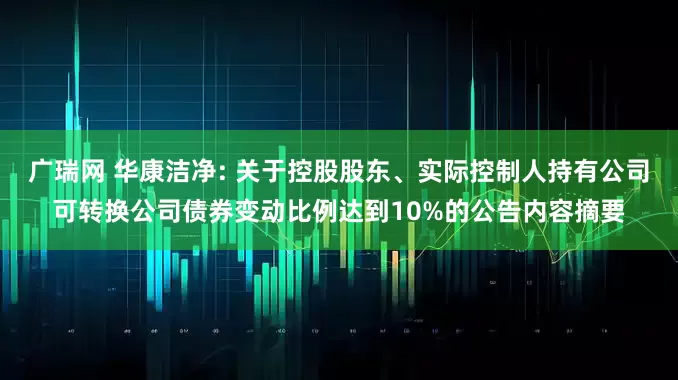 广瑞网 华康洁净: 关于控股股东、实际控制人持有公司可转换公司债券变动比例达到10%的公告内容摘要
